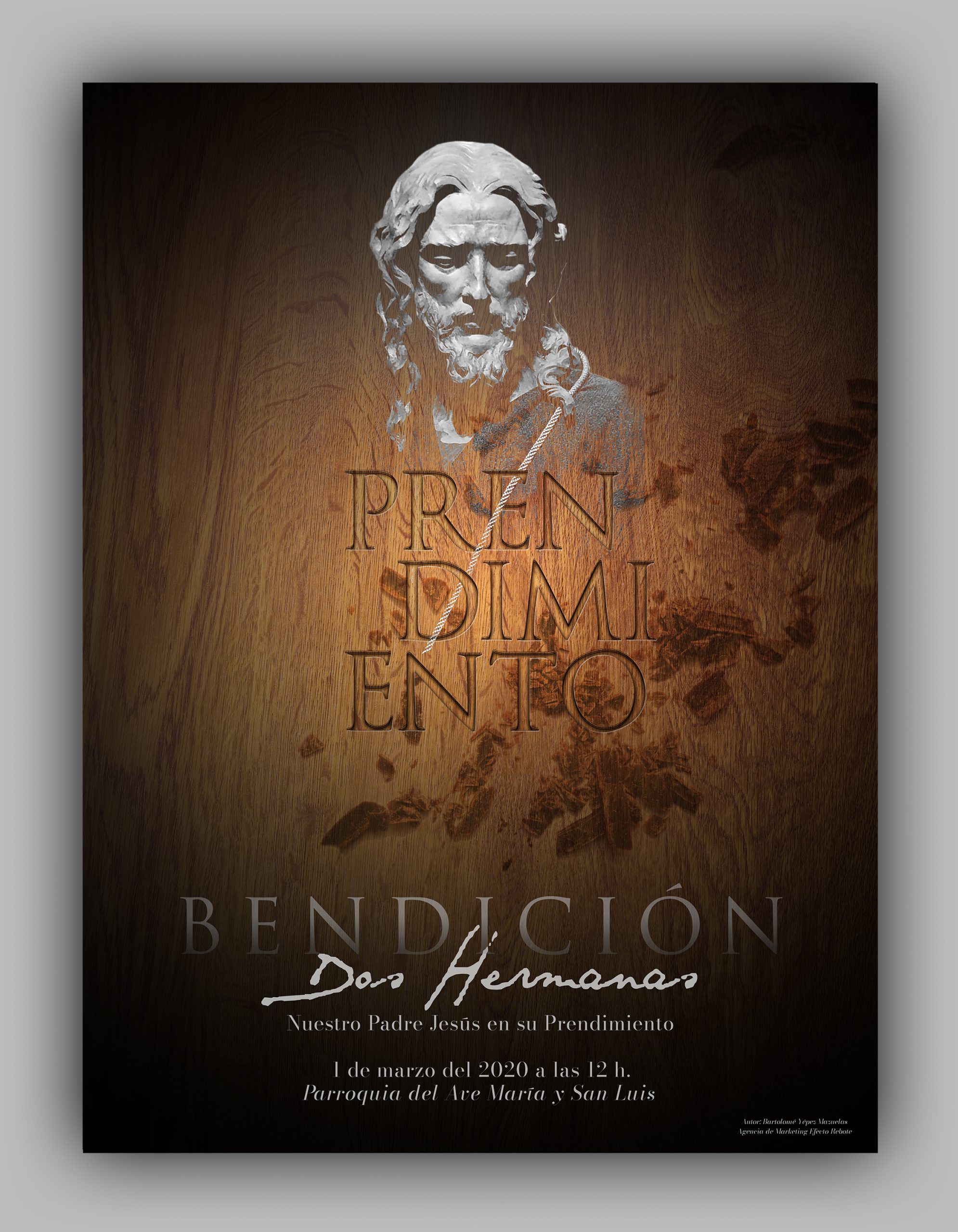 Carved wood mockup with Christmas decorations